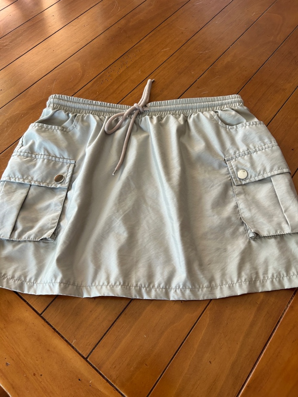 Light Tan Drawstring Cargo Pocket Skirt | Casual Utility Style | XL